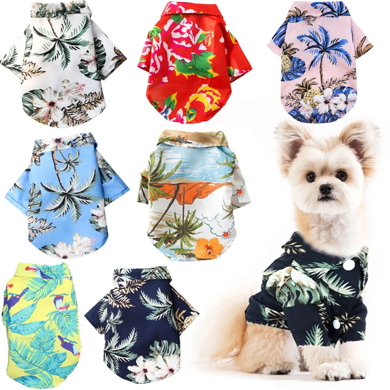 Small and medium-sized dog beach pineapple shirt Hawaiian