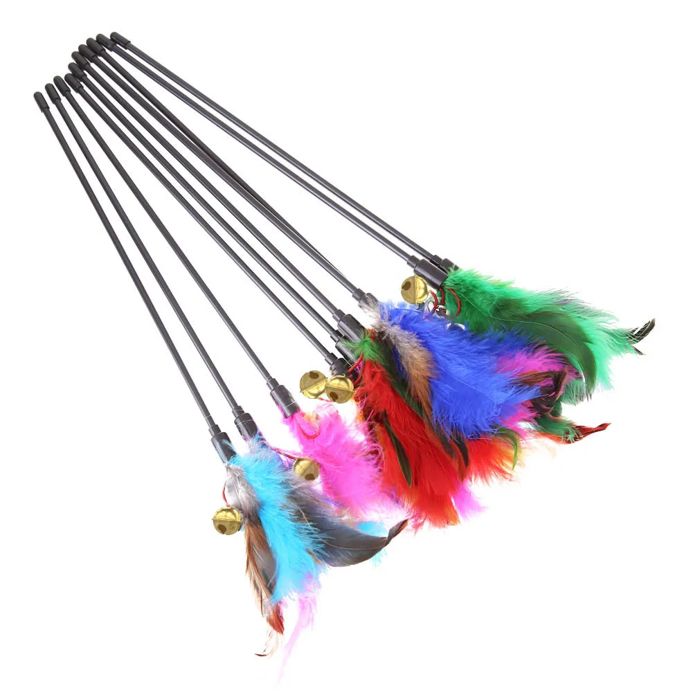 5pcs/set Cat Interactive Wand Colorful Feather