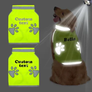New Custom Dog Clothes Reflective Dog Vest Personality Printed Pet Name Clothing High Visibility Night Walking Vests For Dogs