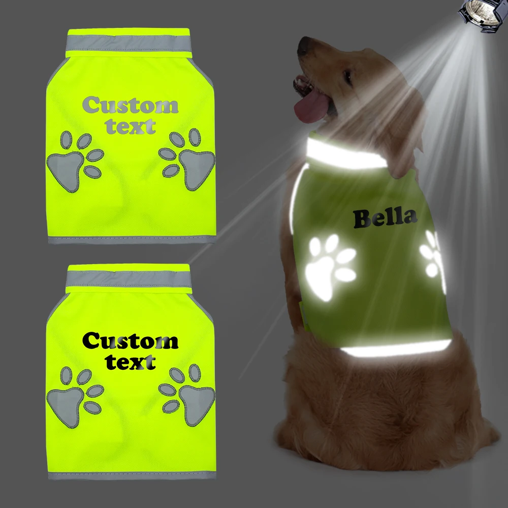 New Custom Dog Clothes Reflective Dog Vest Personality Printed Pet Name Clothing High Visibility Night Walking Vests For Dogs