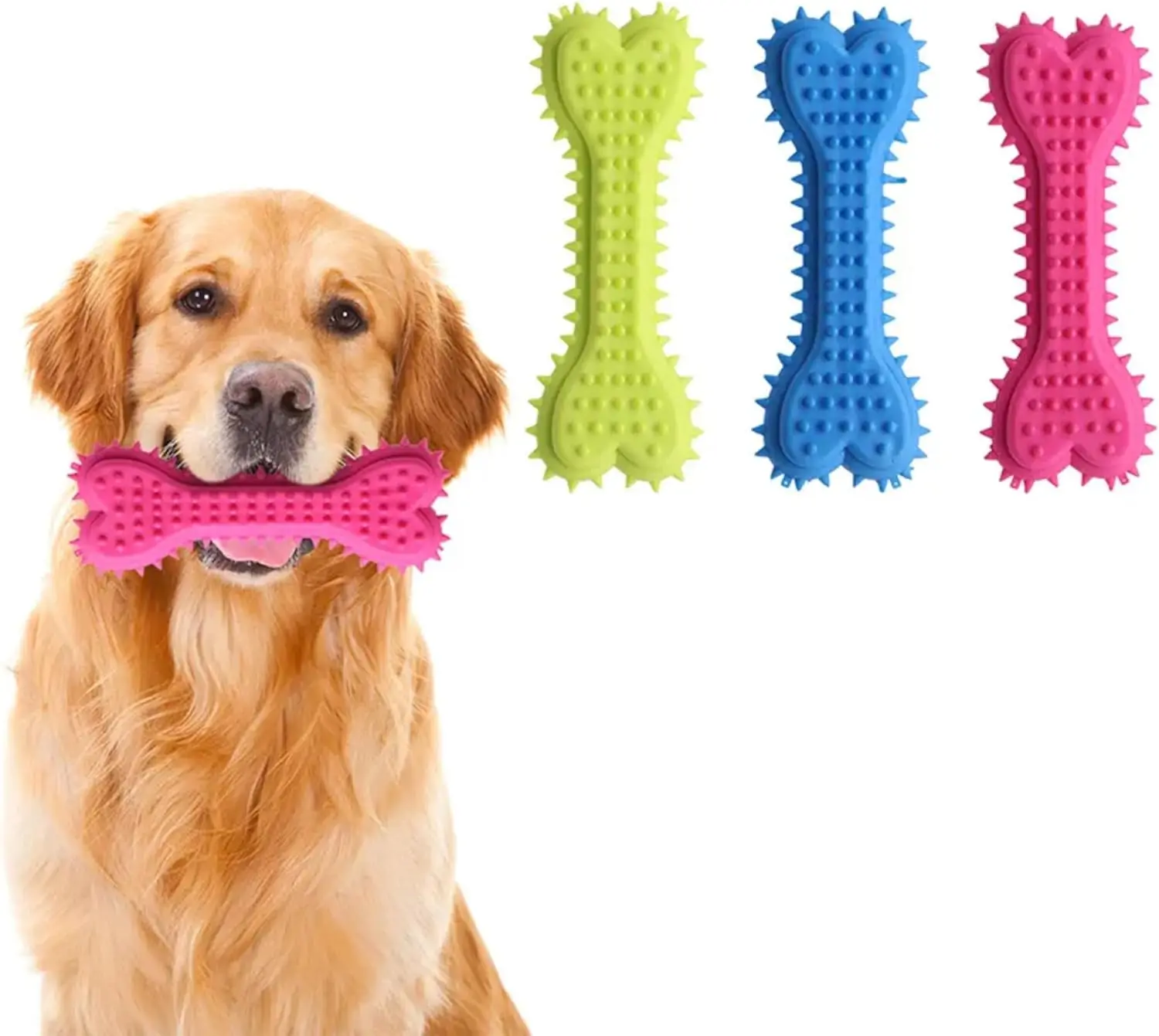 3 Pack Teeth Rubber Toy Pacifier Chew Toy Bell Chewing Playing Training Toys, for Pet Puppy Dog Cat Teeth Cleaning